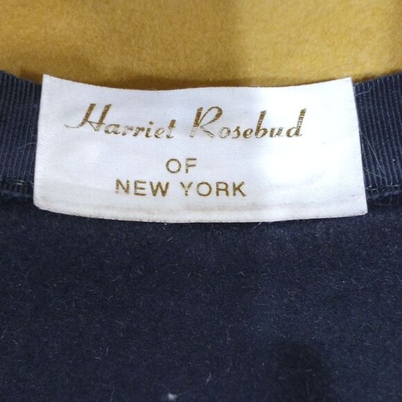 Harriet Rosebud New York Black & Tan Wool Felt Hat Feather Accents Vintage NS main image 6